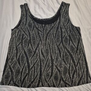 Source Unknown Black & White Wave-Print Sleeveless Tank Top